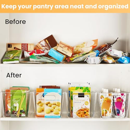 YIHONG 6 Pack Clear Storage Bins, Pantry Organizer Bins with Handle, Large | BPA-free Plastic Bins, Pantry Storage Containers for Kitchen, Freezer, Cabinet, Closet, Bathroom, Under Sink Organization - size: L(11.2"L x 7.5"W x 6"H)