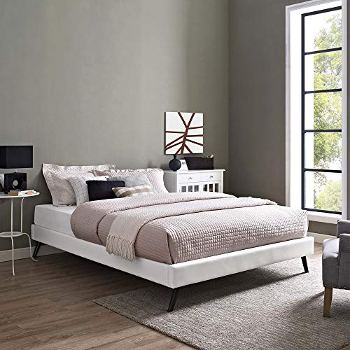 Ergode Loryn Platform Bed | Solid Wood Frame | Vinyl Upholstery | Slat Support System | No Box Spring Needed | Memory Foam Compatible | Stylish Headboard Options | Ideal for Modern Bedrooms