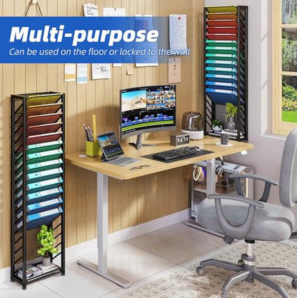 Simple Trending Wall File Organizer, 18-Tier Mesh Hanging Paper Document Folder Holder, Desktop Metal Files Storage Rack for Office and Home, Black