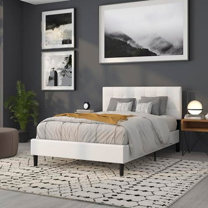 Quilted Tufted Upholstered Full Size Headboard in White Fabric - color: White, size: Full