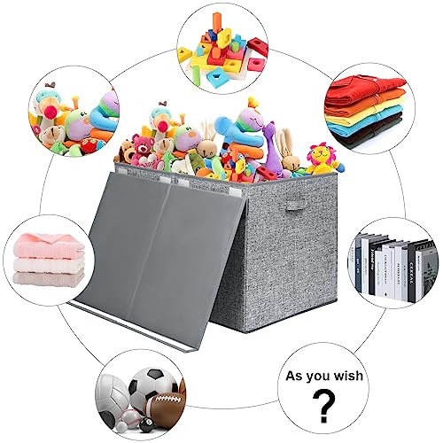 122L Large Toy Box Chest Storage with Lid, Collapsible Kid Toy Storage | Toy Chest with with Removable Divider for Kids, Boys, Girls, Nursery, Living Room, Bedroom, 26"x17" x17" (Linen Gray) - color: Extra Large Grey