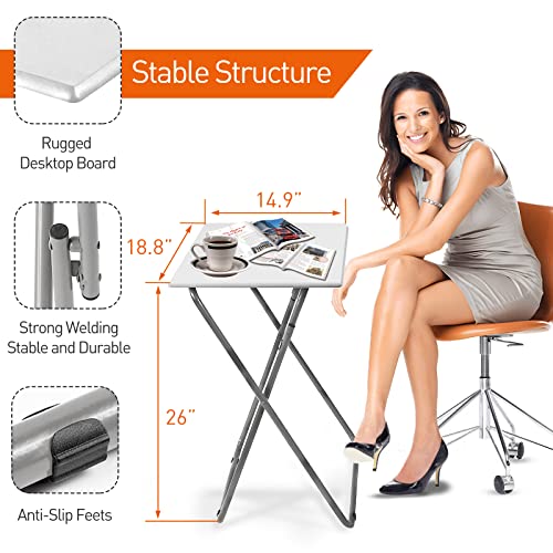 Portable Folding TV Tray Table TV Dinner Tray with Sturdy MDF,No Assembly Required, 25In(White,1PC) - color: White, size: 1pc