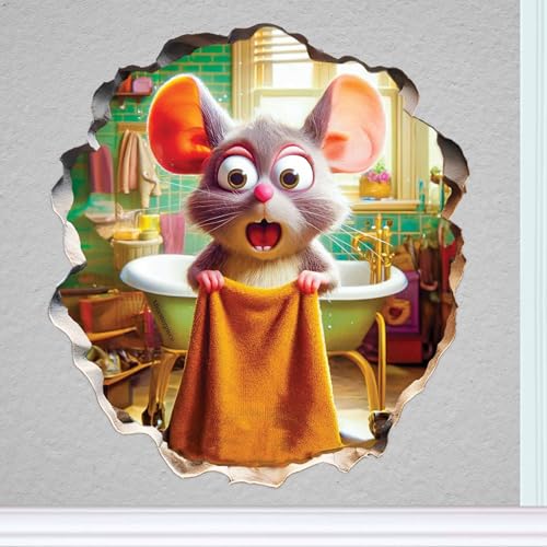 Funny 3D Mouse Shower Wall Sticker – Removable Mousehole Bathroom Décor for Kids or Whimsical Homes by MICESTERPIECE - style: ShowerMouse