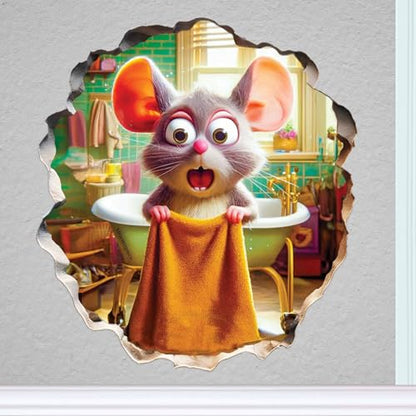 Funny 3D Mouse Shower Wall Sticker – Removable Mousehole Bathroom Décor for Kids or Whimsical Homes by MICESTERPIECE - style: ShowerMouse