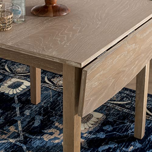 Linon Torino Greywash 30" Square Drop Leaf Table - 30" X 48" Fully Extended - color: Greywash