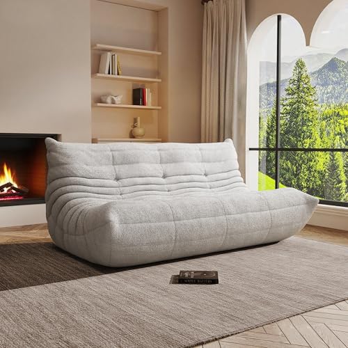 4-Seater Giant Bean Bag Chair for Adults - Cozy Large Fireside Accent Chair with Memory Foam,Comfy Lazy Oversized Floor Sofa Couch Boneless Chaise Lounge for Living Room Bedroom Gaming Room - color: Grey, size: 3-Seater