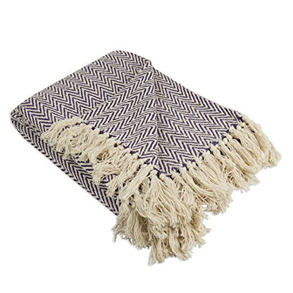 DII Chevron Throw Collection Handloomed Cotton, 50x60, Eggplant - color: Eggplant, size: 50x60"