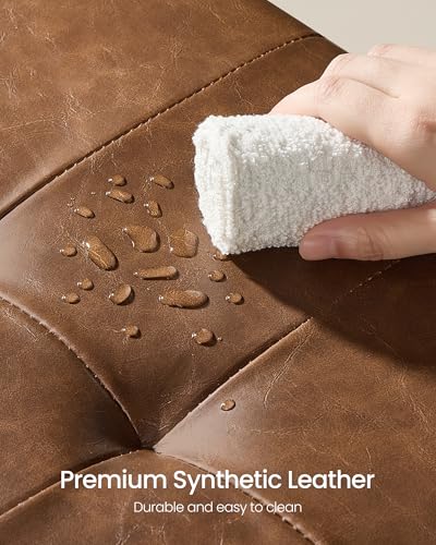SONGMICS Storage Ottoman, Cube Ottoman with Legs, 15 x 15 x 15.7 Inches, Footstool, Footrest, 10 Gal. (37 L), Synthetic Leather, for Bedroom, Living Room, Dorm, Coffee Brown ULSF0512K03 - color: Coffee Brown