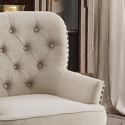 Rosevera Sausalito Accent Chair, Arm Chair, Reading Chair, Comfy Chair, Mid-Century Modern Chair with Ottoman, Lounge Chair with Ottoman for Living Room, Bedroom, Small Space, Apartment, Studio - color: Polyester Sand With Ottoman