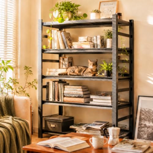 5 Tier Heavy Duty Metal Bookshelf, 3000LBS Industrial Bookcase with Adjustable Shelves, Boltless Storage Rack, Anti-Drop Fence, Convertible Steel Shelving Unit for Home Office, Garage, Living Room - size: 5 Tier-36"Wx 16"Dx 72"H
