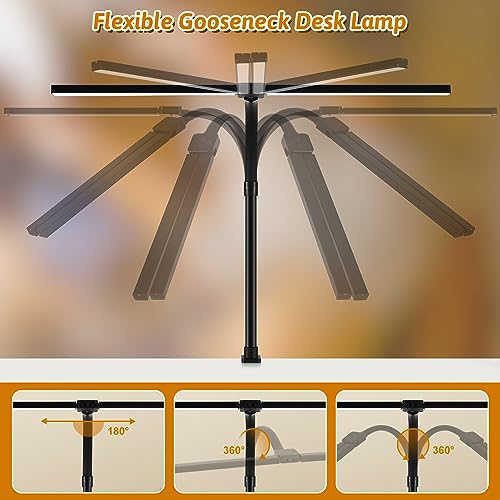 LED Desk Lamp with Clamp, 18W Dimmable Light, No Remote | 18W Dimmable Eye-Caring Clamp Light with Anti-Glare Cover and Flexible Gooseneck for Office, Dorm, Home and Study - color: Black-23.6in