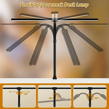 LED Desk Lamp with Clamp, 18W Dimmable Light, No Remote | 18W Dimmable Eye-Caring Clamp Light with Anti-Glare Cover and Flexible Gooseneck for Office, Dorm, Home and Study - color: Black-23.6in