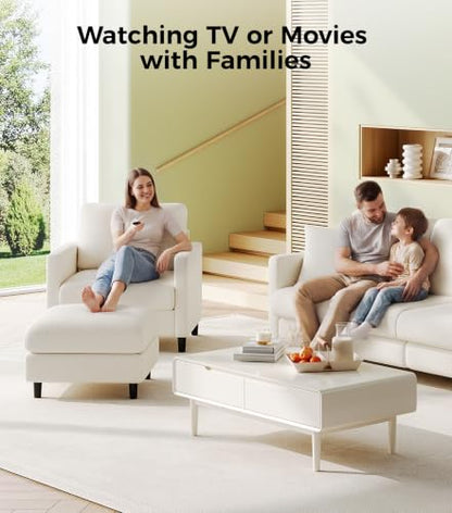Welzona Sofa Accent Chair with Ottoman, 33" Teddy Reading Chair and Ottoman | Comfy Teddy Fabric, Tool-free Setup, Washable Covers, All-wood Chair and Ottoman Sets for Living Room, Bedroom, Beige - color: Beige, size: standard & ottoman
