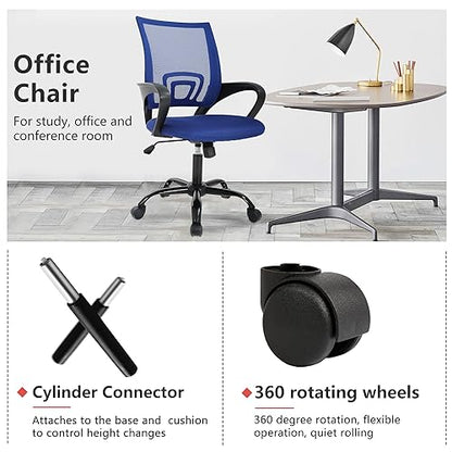 PayLessHere Office Computer Chair Ergonomic Cheap Desk Chair Adjustable Comfortable Mid Back Task Rolling Swivel with Lumbar Support for Home Office (Pack of 1, Blue) - color: Blue, style: pack of 1