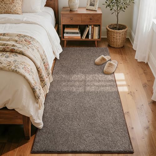 2x8 Brown/White Runner Rug Non-Slip Washable for Hallway Kitchen Bedroom | Soft丨Stays Put丨Door-Friendly Thin丨Pet Friendly丨Lays Flat丨Bathroom丨Laundry丨Entryway丨Indoor丨Playroom丨Carpet丨Area Rug丨Home Decor - color: Brown, size: 2' x 8' (Rectangular)