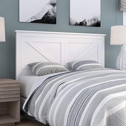 Farmhouse Style Wood Panel Headboard in Gloss White - Full Size - color: Gloss White, size: Full