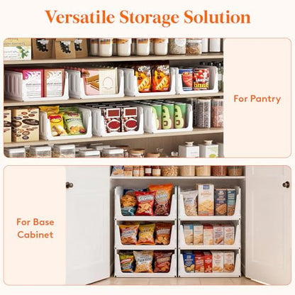 Lifewit Stacking Closet Organizers Shelf for Clothes 6 Pack 16.1" Depth | 16.1" depth, open front basket, top shelf storage bins, store clothing sweater jeans, for Pantry, Kitchen, Dorm