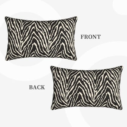 Zebra Throw Pillow Covers Black and White Zebra Seamless Pattern Lumbar Pillow Cover 12x20 Inch Set of 2 Zebra Skin Pattern Texture Pillowcase Rectangle Cushion Cases for Bed Sofa - color: Black White, size: 20" x 12" (Pack of 2)