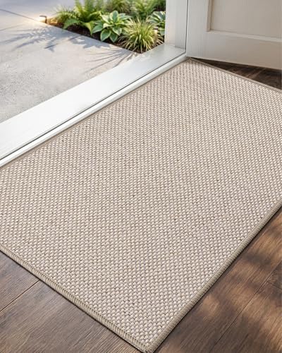Color&Geometry Ultra-Thin Indoor Door Mat Entrance, 32"x48" Heather Khaki | Low-Profile Dirt-Trapping & Absorbent Quick-Dry Surface, Non-Slip Rubber Backing Doormat for Indoor Entryway Entry Front Door - color: Heather Khaki, size: 32"x48"