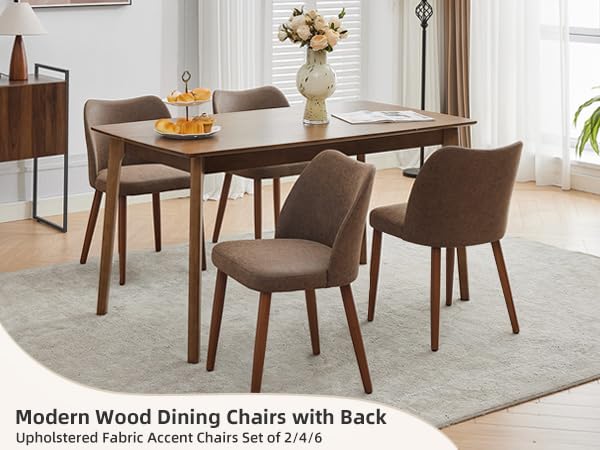 GarveeHome Leather Dining Chairs Set of 4 Upholstered PU Dining Chair with Wood Legs, Wing Backrest, Wooden Kitchen Chairs with Thick Cushions, Leveling Feet for Dining Room, Living Room, Taupe - color: Taupe Pu