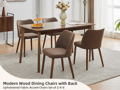 GarveeHome Leather Dining Chairs Set of 4 Upholstered PU Dining Chair with Wood Legs, Wing Backrest, Wooden Kitchen Chairs with Thick Cushions, Leveling Feet for Dining Room, Living Room, Taupe - color: Taupe Pu