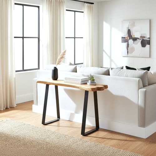 WELLAND Live Edge Cedar Entryway Bench with Metal Legs, 28" | Live edge cedar bench with sturdy metal legs adds natural warmth and functional seating to entryways and living spaces - color: Cedar Bench