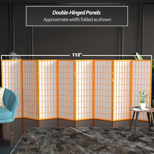 Red Lantern 4 ft. Short Window Pane Shoji Screen - Honey - 8 Panels - color: Honey, size: 8 Panels