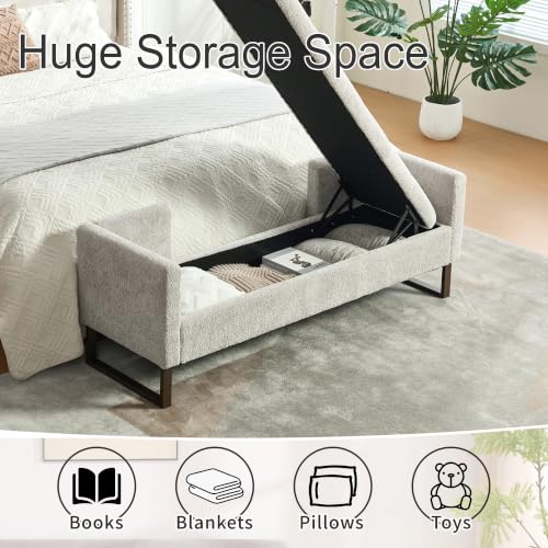 Chifee & Vingol 64" W Storage Benches End of Bed Bench, Light Gray - color: 64"-light Gray