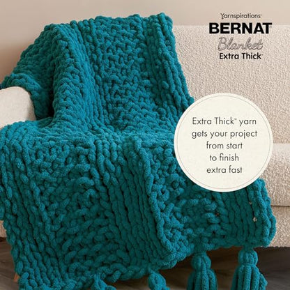 Bernat Blanket Extra Thick Green Frost Yarn - 1 Pack of 21.12oz/598.74g - 100% Polyester - #7 Jumbo - 72 Yards - Chunky Yarn for Hand Knitting, Crocheting, Crafts & Amigurumi - color: Green Frost, size: 1 Pack, style: Extra Thick