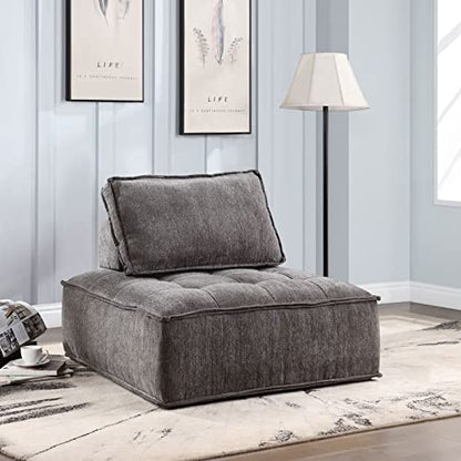KEVINSPACE 41.3" Modular Sectional Sofa Couch, Armless Floor Chair with Black Legs and Pillow, Fabric Convertible Sofa, Variable Sectional Sofa for Living Room, Free Combination Gray Black - color: 41.3" Black