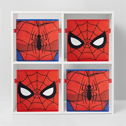 Idea Nuova Marvel Spider-Man Collapsible Storage Cubes, Set of 2 Fabric Organizer Bins, 10 x 10 Inch Storage Baskets for Kids Bedroom, Playroom, Closet & Cube Shelves, Red
