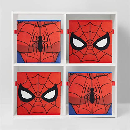 Idea Nuova Marvel Spider-Man Collapsible Storage Cubes, Set of 2 Fabric Organizer Bins, 10 x 10 Inch Storage Baskets for Kids Bedroom, Playroom, Closet & Cube Shelves, Red