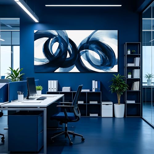 MXUNYZ Blue Abstract Canvas Wall Art for Living Room,Minimalist Painting | 58x29 Inch Large Size Hallway Hotel Dining Room Wall Decoration,Modern Home Office Decor Ready to Hang - color: Blue, size: 58"L x 29"W