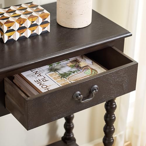 SAFAVIEH Furniture - Athena 2-Drawer Console Table - Dark Chocolate - Solid Wood - Farmhouse Classic Design - Ideal for Entryway, Living Room, Hallway, 35.5" W x 13" D x 29.5" H (CNS5702D) - color: Dark Chocolate