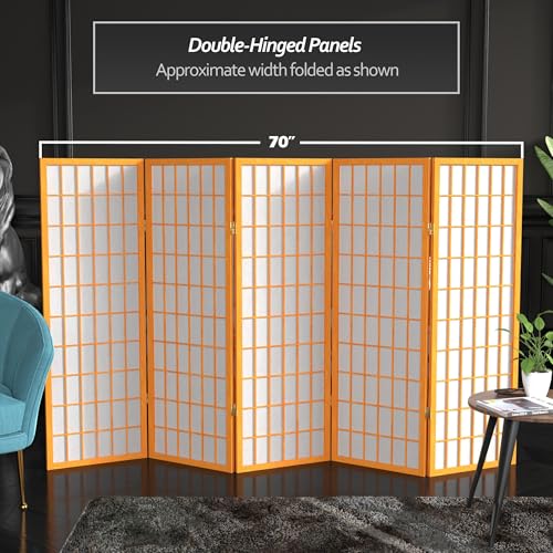 4 ft. Short Window Pane Shoji Screen - Honey - 5 Panels - color: Honey, size: 5 Panels