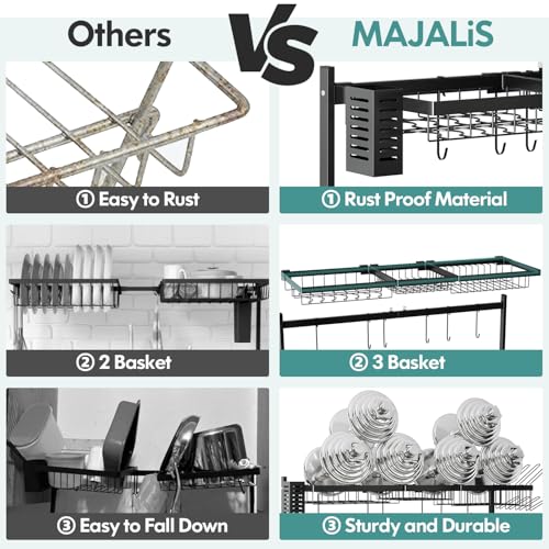 2 Tier Extra Large Stainless Steel Over The Sink Dish Drying Rack | Rust Proof Metal, Expandable Kitchen Sink Drainer, Counter Space Saving, Heavy Duty, Modern Black, Multifunctional Storage - color: Black, size: Over Sink 2 Tier