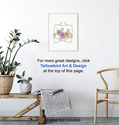 Minimalist Line Art Print - Aesthetic Silhouette Line Drawing Poster - 8x10 Abstract Contemporary Modern Wall Decor - Unique Gift for Women, Home, Bathroom, Living Room, Bedroom Decorations