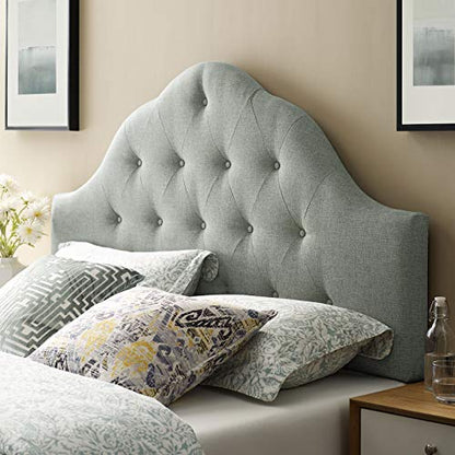 Modway Sovereign Tufted Button Linen Fabric Upholstered Queen Headboard in Gray - color: Gray, size: Queen
