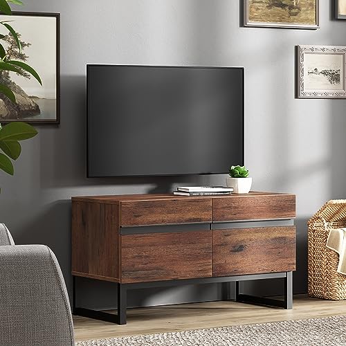WAMPAT Modern TV Stand for 26-40 Inch TVs, Wood Entertainment Center with Metal Base Storage Cabinets, Media TV Console for Living Room, Brown, 1Pcs - color: Brown, size: 1 Pcs