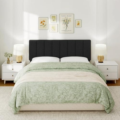 Queen Size Headboard Only, Height Adjustable Linen, Black - color: Linen-black, size: Queen/Full