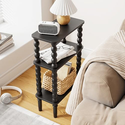 Veegle Side Table, Small End Table with Storage Shelf, 3-Tier Small Coffee Tables for Living Room Bedroom Narrow Spaces(Black) - color: Black-3 Tier Shelf