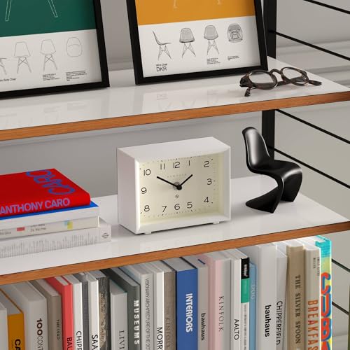 NEWGATE® Henry Desk Clock | Contemporary Rectangular Design | White | Easy to Read nunbers | Modern Style for Desk, Table top, Shelf or Bedside - color: White