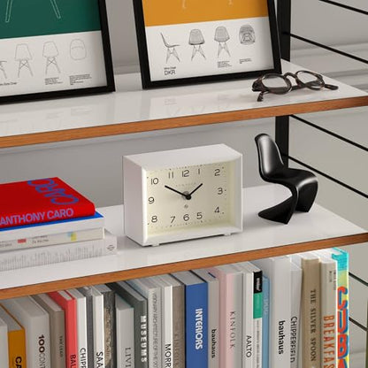 NEWGATE® Henry Desk Clock | Contemporary Rectangular Design | White | Easy to Read nunbers | Modern Style for Desk, Table top, Shelf or Bedside - color: White