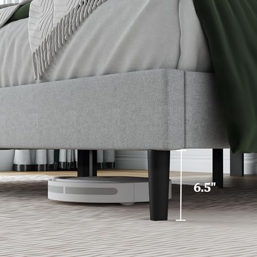 Twin Size Upholstered Bed Frame Frame with Headboard，Velvet Gray | Geometric Head Board Platform Bed, Sturdy Wooden Slats, Noiseless No Box Spring Required, Easy to Assemble - color: Light Gray, size: Twin