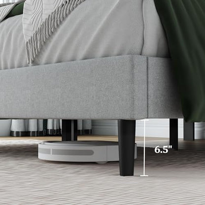 Twin Size Upholstered Bed Frame Frame with Headboard，Velvet Gray | Geometric Head Board Platform Bed, Sturdy Wooden Slats, Noiseless No Box Spring Required, Easy to Assemble - color: Light Gray, size: Twin