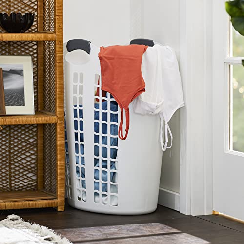 Gracious Living 4 Pack Easy Carry Flex Hamper, Large 87.5L Laundry Basket | Lightweight Plastic Ventilated Clothes Bin with Handles, White - size: 4 Pack