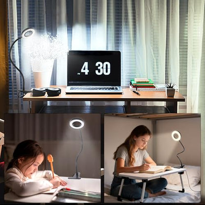 Woputne Desk Lamp Clip on Light for Bed Book Reading (Black) | 10 Dimmable Brightness 3 Light Modes Desk Lights for Home Office Clamp Bedside Lamp for Painting, Craft, Study - size: Black-1 Piece-Standard-Classic