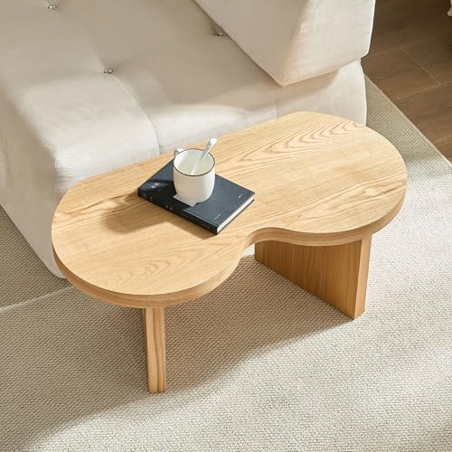 Nesting Coffee Table Set of 2 for Living Room, Couch/Bedroom Side, Butterfly Shaped Unique Cute, 31.49" Wood Irregular Fun Center Table for Small Space - Oak - color: 31.5"&31.5"-oak