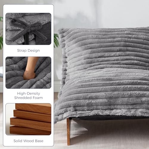 MAXYOYO Adjustable Living Room Chair, 3-Position Bean Bag Chair with Frame | Upholstered Accent Chair with Frame, Removable Cushion, Soft Reclining Lounge for Bedroom, Apartment, Office, Grey - color: Striped Grey
