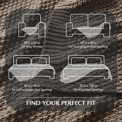EVERGRACEHOME Chunky Chenille Knit Throw Blanket, 108x92, Mocha Brown | Sculpted Moss Stitch, Chic Modern Farmhouse, All-Season Warmth, OEKO-TEX® Certified, Oversized King for Couch, Bed, Sofa - color: Mocha Brown, size: 108" X 92"